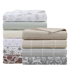 4 Pieces Cal King 100% Printed Sheet Set,Sage Winter Fauna