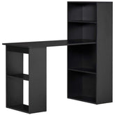 HOMCOM Modern Home Office Desk with 6-Tier Storage Shelves, 47" Writing Table with Bookshelf, Black