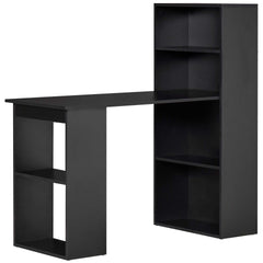 HOMCOM Modern Home Office Desk with 6-Tier Storage Shelves, 47" Writing Table with Bookshelf, Black