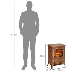 HOMCOM 22" Electric Fireplace Heater, Freestanding Fire Place Stove with Realistic LED Flames and Logs, and Overheating Protection, 750W/1500W, Dark Brown