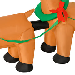 HOMCOM 8ft Long Christmas Inflatable Santa Claus with Sleigh and Reindeer, Outdoor Blow-Up Yard Decoration with LED Lights Display