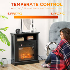 HOMCOM 27" Electric Fireplace with Mantel Surround, 1400W Replaceable Fireplace Insert Heater with Realistic Log and Flame Effect, Remote Control, Freestanding Fireplace Heater for Living Room, Black