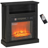 HOMCOM 27" Electric Fireplace with Mantel Surround, 1400W Replaceable Fireplace Insert Heater with Realistic Log and Flame Effect, Remote Control, Freestanding Fireplace Heater for Living Room, Black