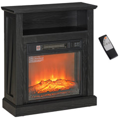 HOMCOM 27" Electric Fireplace with Mantel Surround, 1400W Replaceable Fireplace Insert Heater with Realistic Log and Flame Effect, Remote Control, Freestanding Fireplace Heater for Living Room, Black