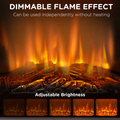 HOMCOM 27" Electric Fireplace with Mantel Surround, 1400W Replaceable Fireplace Insert Heater with Realistic Log and Flame Effect, Remote Control, Freestanding Fireplace Heater for Living Room, Black