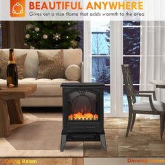 HOMCOM Electric Fireplace Heater, Freestanding Fireplace Stove with Realistic Flame Effect Overheat Protection 725W/1450W Black