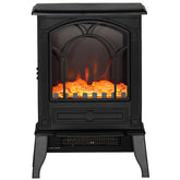 HOMCOM Electric Fireplace Heater, Freestanding Fireplace Stove with Realistic Flame Effect Overheat Protection 725W/1450W Black