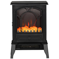 HOMCOM Electric Fireplace Heater, Freestanding Fireplace Stove with Realistic Flame Effect Overheat Protection 725W/1450W Black