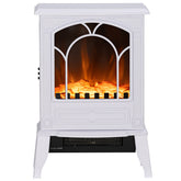 HOMCOM Electric Fireplace Heater, Freestanding Fireplace Stove with Realistic Flame Effect Overheat Protection 725W/1450W White
