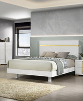 White 1pc Full Size Bed Underbed LED Modern Bedroom Furniture Acrylic Trim Mattress Ready Bedframe
