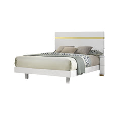 White 1pc Full Size Bed Underbed LED Modern Bedroom Furniture Acrylic Trim Mattress Ready Bedframe