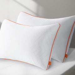 Bed Pillows Standard Size Set of 2, Fluffy Pillows for Back, Stomach or Side Sleepers, Luxury Hotel Quality, White