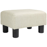 HOMCOM Small Ottoman Foot Rest, Foot Stool with Linen Fabric Upholstery and Plastic Legs, Cube Ottoman, Beige