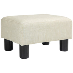 HOMCOM Small Ottoman Foot Rest, Foot Stool with Linen Fabric Upholstery and Plastic Legs, Cube Ottoman, Beige