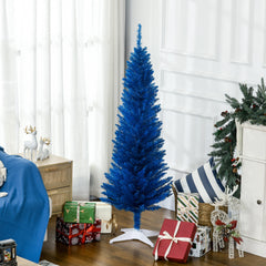 HOMCOM 5FT Decorated Christmas Tree, Pencil Christmas Tree with 294 Realistic Branch Tips and Plastic Stand, Blue