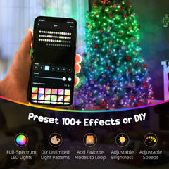 HOMCOM 6ft Prelit Christmas Tree with Full-Spectrum LEDs, Smart App Control, Wide Full Hinged Xmas Tree, Easy Assembly