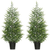 HOMCOM Set of 2 Artificial Christmas Tree, 4 ft Norflok Pine Xmas Tree with 133 Molded Tips and Pot Base, Easy Assembly, Green