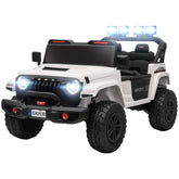 Qaba Ride on Truck Car with 2-Seater, 24V Electric Car with 4 Motors, Remote Control, Spring Suspension for 3-8 Years, White