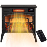 HOMCOM Electric Fireplace Stove, Infrared Fireplace Heater with Realistic Flame & Adjustable Temperature, 1500W, Black