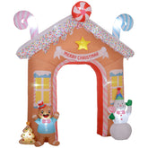 Outsunny 10FT Giant Inflatable Candy House Archway, Christmas Blow Up Arch with LED Lights for Indoor, Outdoor, Yard