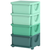 Qaba 4 Tier Kids Storage Unit, Toy Organizers and Storage with 4 Drawer for Bedroom Nursery Living Room for Boys Girls Green
