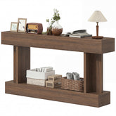 HOMCOM 63 Inch Long Console Table, Vintage Narrow Entryway Table with Storage Shelf for Living Room and Hallway, Brown