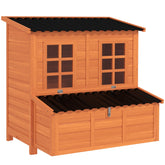 PawHut Wooden Chicken Coop with Nesting Box, Pull-Out Tray, Waterproof Roof, 39" Chicken House for 2-4 Chickens, Rabbits