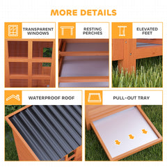 PawHut Wooden Chicken Coop with Nesting Box, Pull-Out Tray, Waterproof Roof, 39" Chicken House for 2-4 Chickens, Rabbits