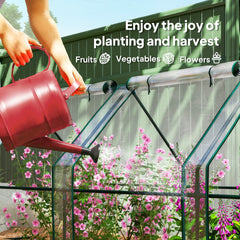 Outsunny Portable Mini Greenhouse, Outdoor Garden with Large Zipper Doors and Water/UV PVC Cover, 12' x 3' x 3', Clear