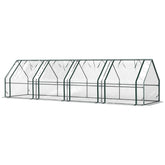 Outsunny Portable Mini Greenhouse, Outdoor Garden with Large Zipper Doors and Water/UV PVC Cover, 12' x 3' x 3', Clear