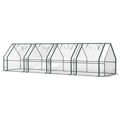 Outsunny Portable Mini Greenhouse, Outdoor Garden with Large Zipper Doors and Water/UV PVC Cover, 12' x 3' x 3', Clear