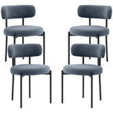HOMCOM Round Modern Upholstered Kitchen Chairs, Boucle Dining Chairs Set of 4 with Curved Backrest and Thick Cushion, Gray