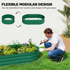 Outsunny Galvanised Raised Garden Bed with Arched Trellis, 5 x 3 x 6ft Metal Outdoor Planter Box with Open Bottom, Green