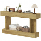HOMCOM 63 Inch Long Console Table, Vintage Narrow Entryway Table with Storage Shelf for Living Room and Hallway, Oak