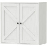 HOMCOM Bathroom Wall Cabinet, Farmhouse Bathroom Cabinet Wall Mount with 2 Shelves, White Wood Grain