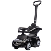 Qaba Mercedes-Benz C-Class Licensed Ride-On Push Car, Baby Stroller Walking Car with Parent Control Handle, Horn, Black