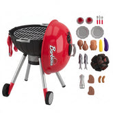 Qaba Kids Kitchen Playset with Sounds, Lights & Realistic Charcoal Effect, 40PCS Pretend BBQ Grill Playset for 3-6 Y, Red
