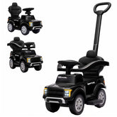 Qaba 3 In 1 Licensed Ford Kids Push Car with Push Handle, Horn, Sound, Secure Bar, Storage, for Toddlers 18-36 Months, Black