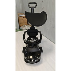 Qaba 3 in 1 Toddler Push Car Licensed Benz with Push Handle, Guardrails, Canopy, Horn, Music, Storage for 18-36 Months, Black