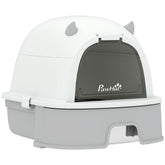PawHut Stainless Steel Cat Litter Box Easy to Clean Kitty Litter Box with Slide-Out Tray Large Gray