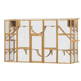 PawHut Catio Playground Cat Window Box Outside Enclosure for Multiple Cats w/ Shelves & Bridges, Yellow