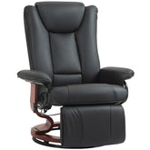 HOMCOM Modern RV Recliner Chair, PU Leather Swivel Recliner Armchair with Footrest for Living Room, Black