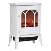 HOMCOM Modern Electric Fireplace, Free Standing Electric Fire with Realistic LED Flame, 750W/1500W, White