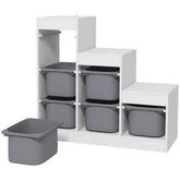 Qaba 3 Layers Kids Toy Storage Organizer with 6 Storage Bins, Kids Bookshelf for Ages 3-8 Years, Play Room, Bedroom, Gray