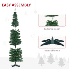 HOMCOM 7ft Unlit Pencil Artificial Christmas Tree with Realistic Branches and 499 Tips, Plastic Base, Green