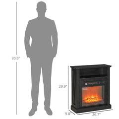 HOMCOM 27" Freestanding Electric Fireplace with Mantel, 1400W Replaceable Fireplace Insert Heater with Timer, Black