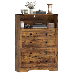 HOMCOM Shoe Cabinet with 2 Flip Drawers, Narrow Shoe Storage Cabinet, Rustic Brown