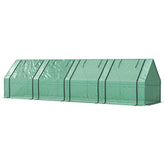 Outsunny Portable Mini Greenhouse, Outdoor Garden with Large Zipper Doors and Water/UV PE Cover, 12' x 3' x 3', Green