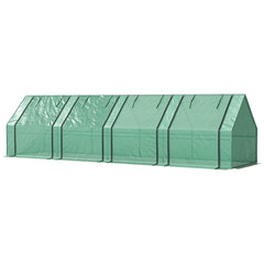 Outsunny Portable Mini Greenhouse, Outdoor Garden with Large Zipper Doors and Water/UV PE Cover, 12' x 3' x 3', Green