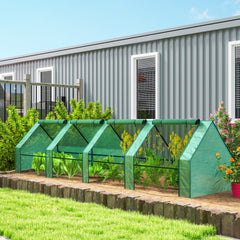 Outsunny Portable Mini Greenhouse, Outdoor Garden with Large Zipper Doors and Water/UV PE Cover, 12' x 3' x 3', Green